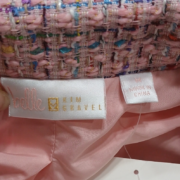 Belle by Kim Gravel Pink Tweed Blazer Sz Medium New With Tags - Picture 2 of 9